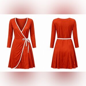 Forever 21 Orange Wrap Dress with White Trim